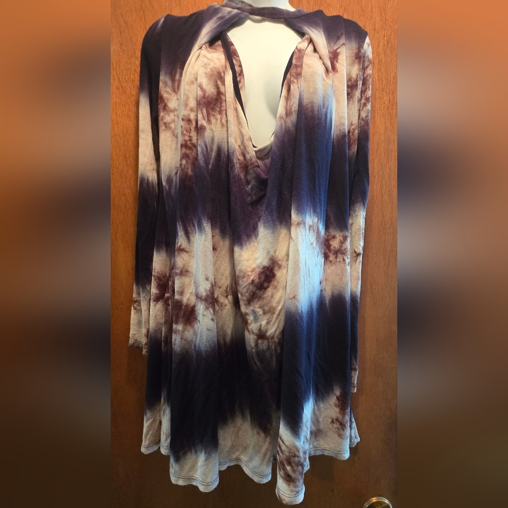 Body Central Navy&Cream Tie-Dye Tunic SzL - Picture 2 of 6